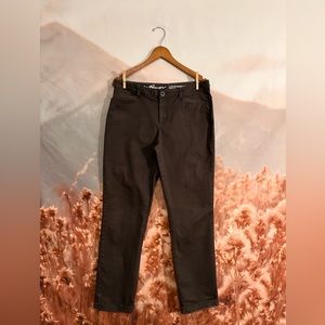 Eddie Bauer. Specially dyed, curvy fit, straight leg, gray slacks. Size 8.